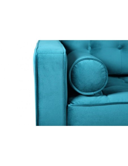 Sofá contemporáneo 3 plazas FLOR 205x80, tejido velvet Turquesa.