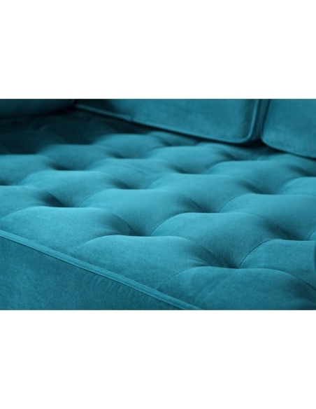 Sofá contemporáneo 3 plazas FLOR 205x80, tejido velvet Turquesa.