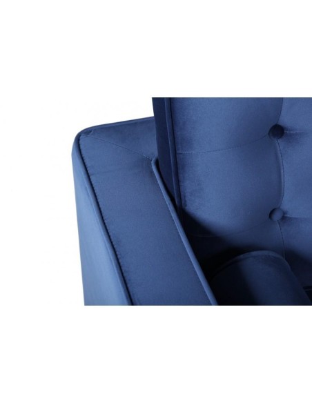 Sofá contemporáneo 3 plazas FLOR 205x80, tejido velvet azul.