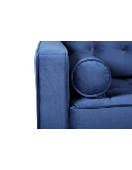 Sofá contemporáneo 3 plazas FLOR 205x80, tejido velvet azul.