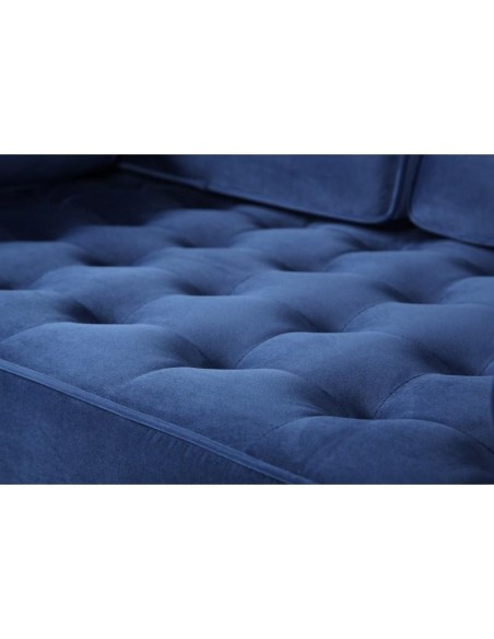 Sofá contemporâneo de 3 lugares FLOR 205x80, tecido veludo azul.