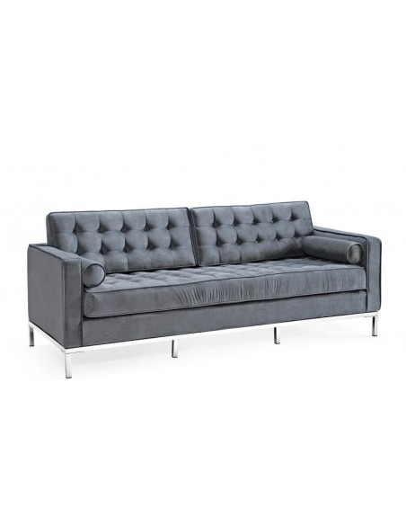 Sofá contemporáneo 3 plazas FLOR, tejido velvet gris.