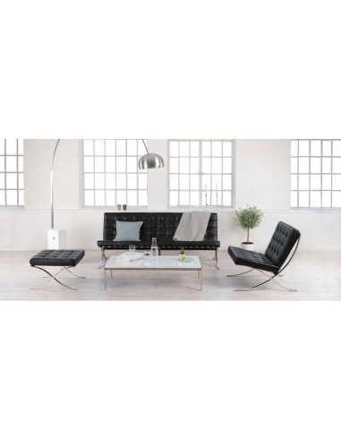 Otomano Barcelona couro sintético preto