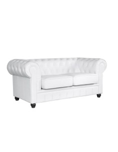 Sofá CHESTER, 2 lugares, pele sintética branco 2