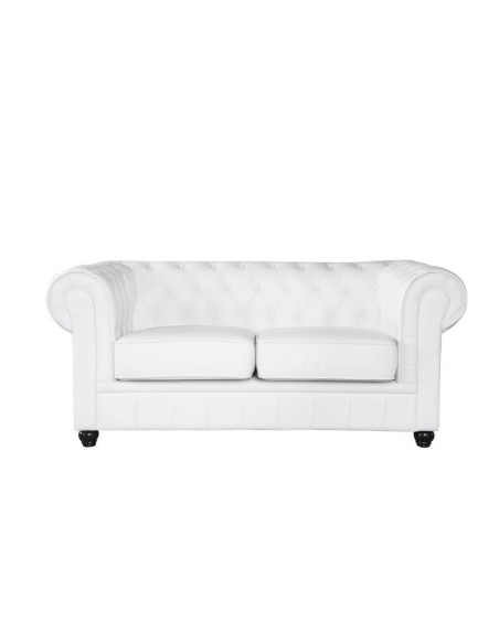 Sofá CHESTER, 2 lugares, pele sintética branco