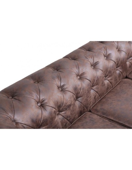Sofá CHESTER, 3 plazas, similpiel chocolate vintage