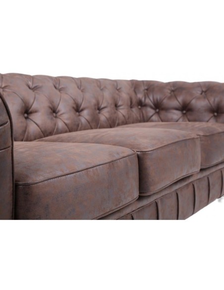 Sofá CHESTER, 3 lugares, couro sintético vintage chocolate