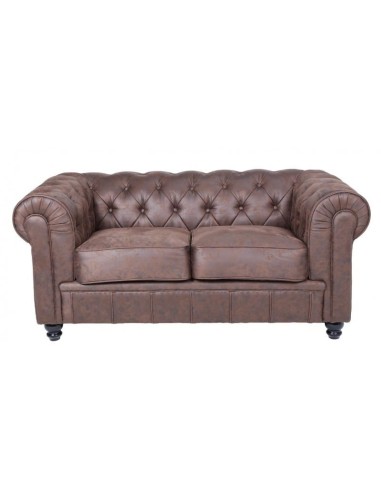 Sofá CHESTER, 2 plazas, similpiel chocolate...