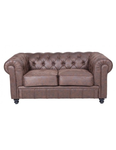 Sofá CHESTER, 2 plazas, similpiel chocolate vintage