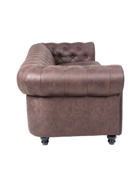 Sofá CHESTER, 2 plazas, similpiel chocolate vintage