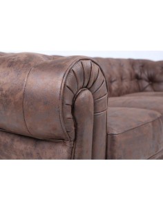 Sofá CHESTER, 2 plazas, similpiel chocolate vintage 2