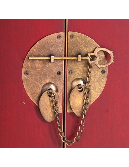 Aparador TAO Oriental 130X24 cm, 8 gavetas de madeira vermelha/dourada.