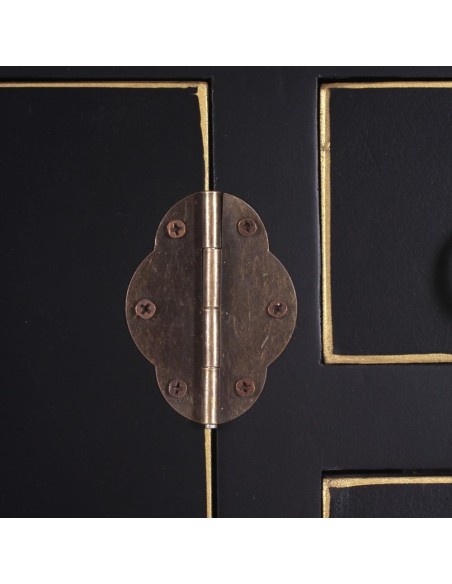 Consola TAO Oriental 95 x 26, 4 portas e 3 gavetas, preto e dourado