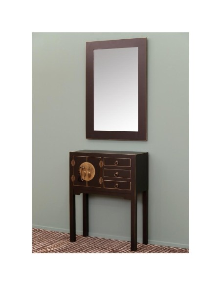 Mesita Oriental TAO 45 x 26 cm, 2 puertas y 1 cajón color negro.