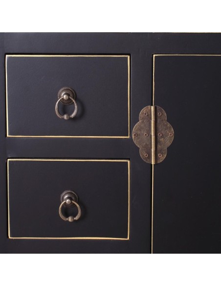 Aprador Oriental TAO 73 x 26 cm, 8 cajones y 2 puertas color negro.