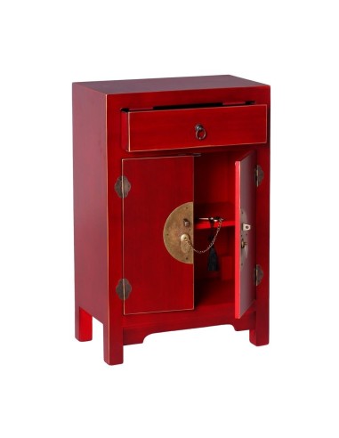 Mesita TAO Oriental 45 x 26 cm, 2 portas e 1 gaveta vermelho.