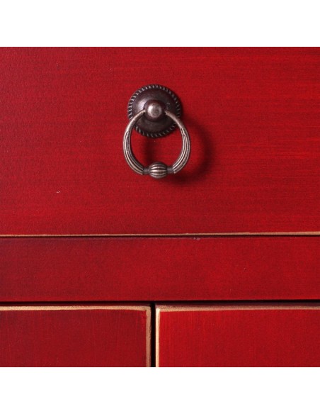 Aparador alto TAO Oriental 131x63 cm, 2 portas e 3 gavetas, vermelho.