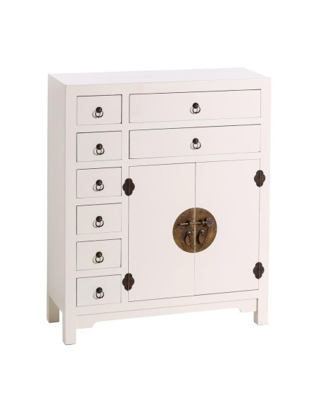 Aprador Oriental TAO 73 x 26 cm, 8 cajones y 2 puertas color blanco.