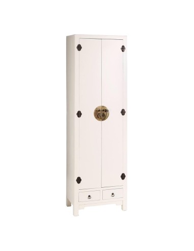 Armário TAO Oriental 55 x 185cm, 2 portas e 2 gavetas, branco.