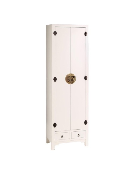 Armario Oriental TAO 55 x 185cm, 2 puertas y 2 cajones blanco.