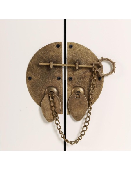 Aparador Oriental 8 gavetas TAO 130 X 24, madeira branca e metal dourada.