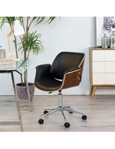 Silla de escritorio Madai de polipiel negro y chapa... 2