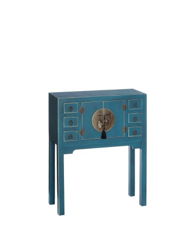 Consola TAO Oriental 63 x 26 cm, 2 portas e 6 gavetas,azul.