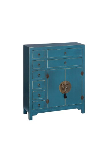 Aprador Oriental TAO 73 x 26 cm, 8 cajones y 2 puertas color azul.