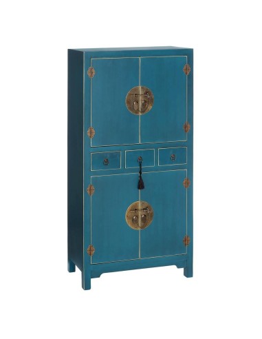 Aparador Oriental Alto TAO 131x63, 2 puertas y 3 cajones azul.