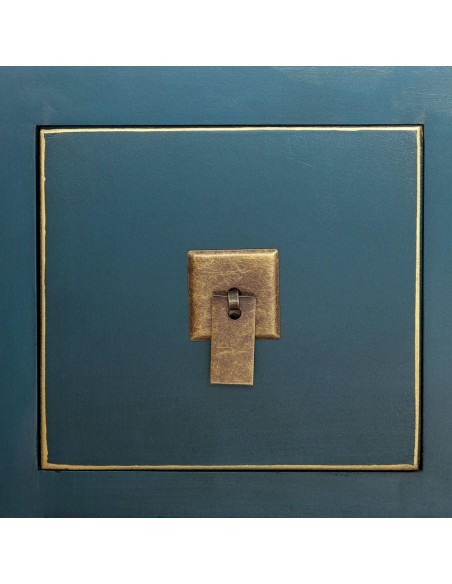 Aparador TAO Oriental 8 gavetas 130 X 24, madeira azul e dourado.
