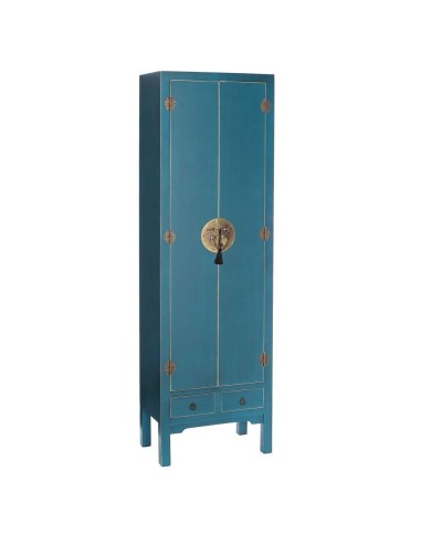 Armário TAO Oriental 55 x 185cm, 2 portas e 2 gavetas, azul.