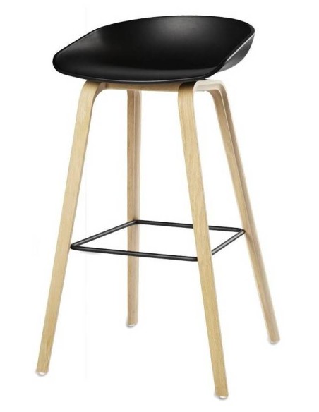 Taburete nordico para cocina Kawa, resina, madera