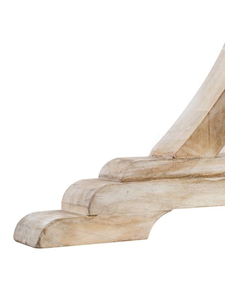 Mesa de jantar redonda NIRAJ 150, madeira maciça em decapé branco.