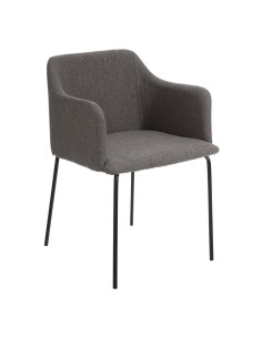 Silla con brazos Nadya tela gris o beige y metal negro.