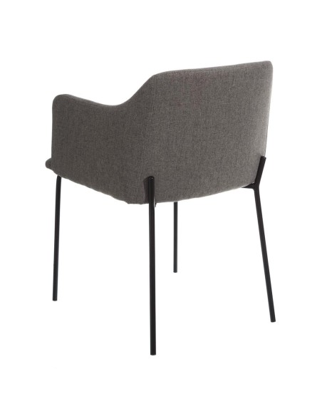 Silla con brazos Nadya tela gris o beige y metal negro.