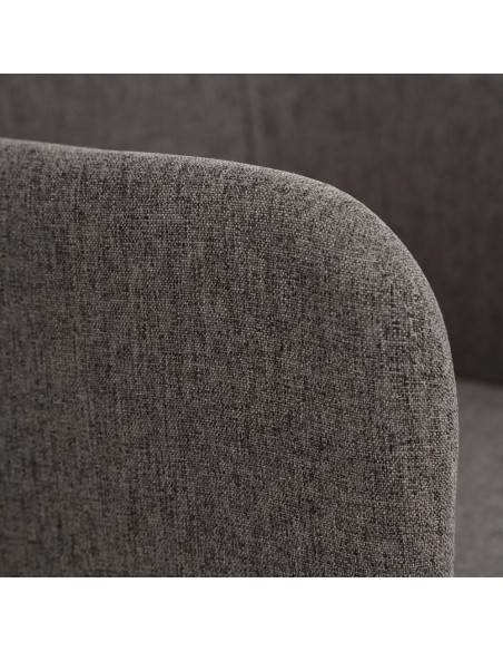 Silla con brazos Nadya tela gris o beige y metal negro.