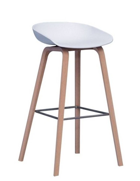 Taburete nordico para cocina Kawa, resina, madera