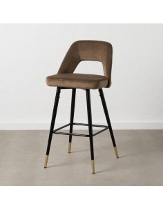 Taburete Mael 75 cm tejido café y patas de acero con...