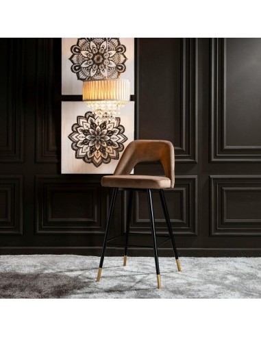 Taburete Mael 75 cm tejido café y patas de...