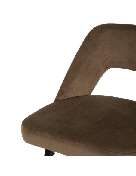 Taburete Mael 75 cm tejido café y patas de acero con acabado negro /dorado.