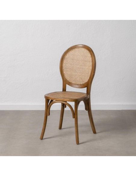 Silla DORIAN de madera maciza de abedul y asiento de ratán natural.