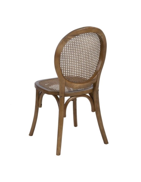 Silla DORIAN de madera maciza de abedul y asiento de ratán natural.
