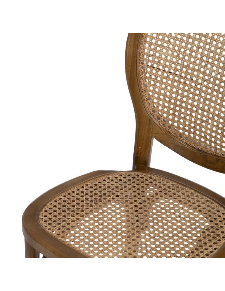 Silla DORIAN de madera maciza de abedul y asiento de ratán natural.