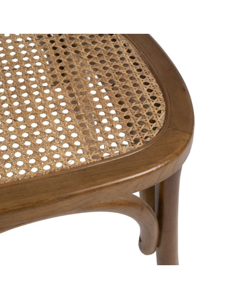 Silla DORIAN de madera maciza de abedul y asiento de ratán natural.