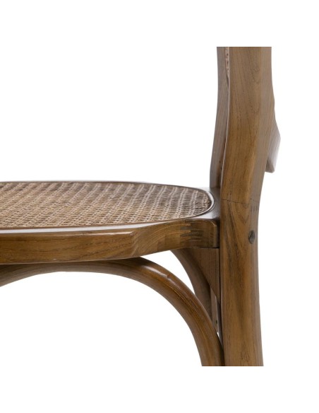 Silla DORIAN de madera maciza de abedul y asiento de ratán natural.