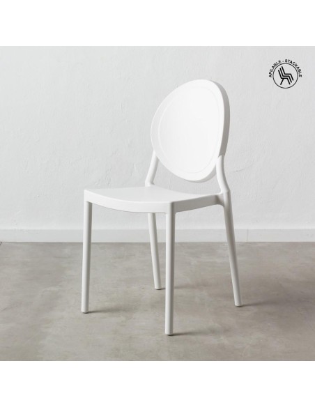 Silla HANNIA de POLIPROPILENO en color blanco ,APILABLE.