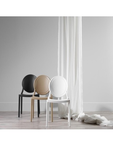 Silla HANNIA de POLIPROPILENO en color blanco...