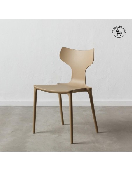 Silla JACOP de POLIPROPILENO color Beige, APILABLE.