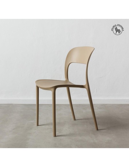 Silla MORELLA de POLIPROPILENO en color Beige, APILABLE.