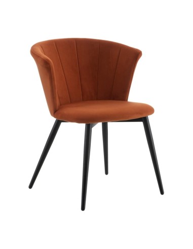 Silla Ciselia de terciopelo terracota y patas...